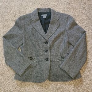 Wool Ann Taylor Petite Blazer Suit Jacket Tweed Size 12P